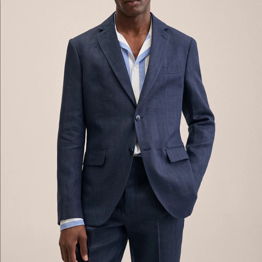 NEW Mango Men’s Slim fit linen suit blazer
